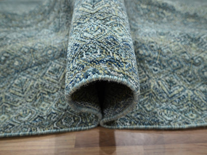 Blue 10'0" x 10'0" Modern and Contemporary Hand knotted Wool Rug - Sku: O076789
