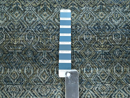 Blue 10'0" x 10'0" Modern and Contemporary Hand knotted Wool Rug - Sku: O076789