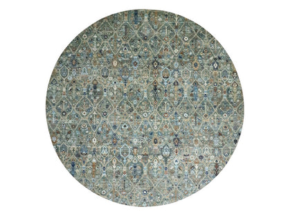 Green 11'10" x 11'10" Oushak And Peshawar Hand knotted Wool Rug - Sku: O076790