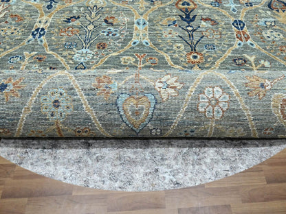 Green 11'10" x 11'10" Oushak And Peshawar Hand knotted Wool Rug - Sku: O076790