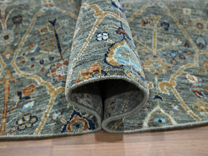 Green 11'10" x 11'10" Oushak And Peshawar Hand knotted Wool Rug - Sku: O076790