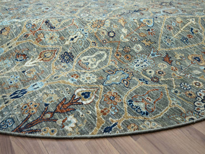 Green 11'10" x 11'10" Oushak And Peshawar Hand knotted Wool Rug - Sku: O076790
