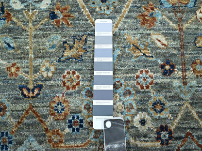 Green 11'10" x 11'10" Oushak And Peshawar Hand knotted Wool Rug - Sku: O076790