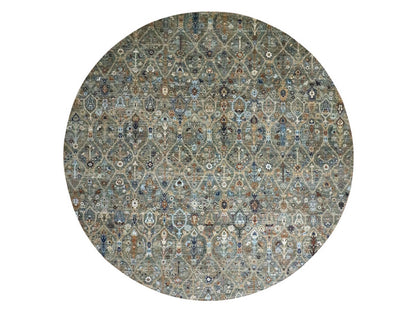 Green 9'10" x 9'10" Oushak And Peshawar Hand knotted Wool Rug - Sku: O076791