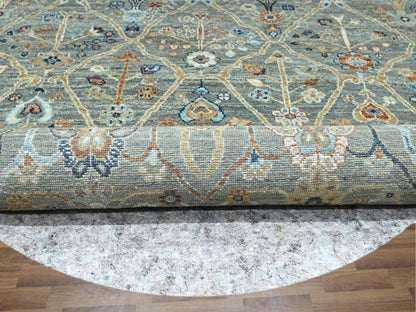 Green 9'10" x 9'10" Oushak And Peshawar Hand knotted Wool Rug - Sku: O076791