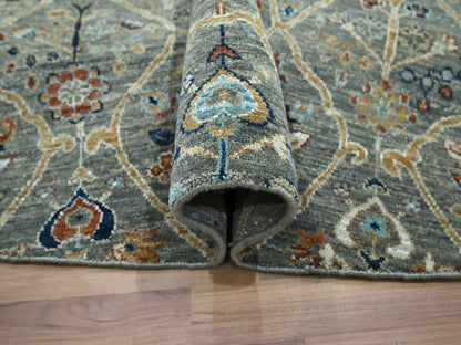 Green 9'10" x 9'10" Oushak And Peshawar Hand knotted Wool Rug - Sku: O076791