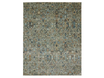 Green 8'1" x 10'0" Oushak And Peshawar Hand knotted Wool Rug - Sku: O076801