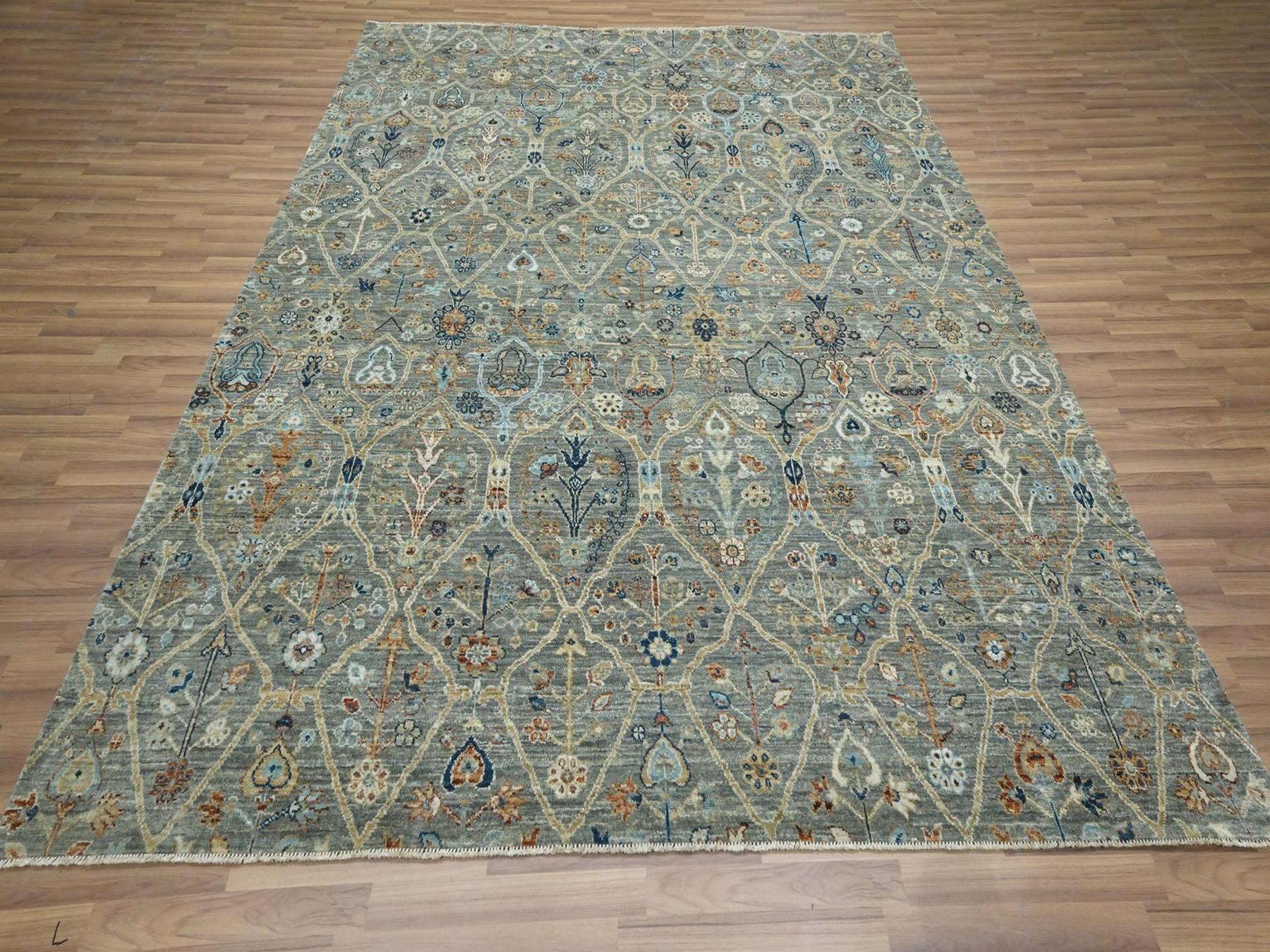 Green 8'1" x 10'0" Oushak And Peshawar Hand knotted Wool Rug - Sku: O076801