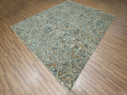 Green 8'1" x 10'0" Oushak And Peshawar Hand knotted Wool Rug - Sku: O076801
