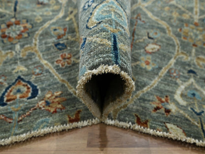 Green 8'1" x 10'0" Oushak And Peshawar Hand knotted Wool Rug - Sku: O076801