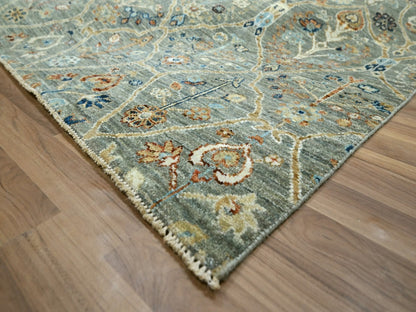 Green 8'1" x 10'0" Oushak And Peshawar Hand knotted Wool Rug - Sku: O076801