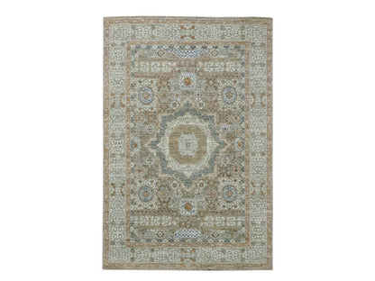 Green 6'1" x 9'1" Mamluk Hand knotted Wool Rug - Sku: O076803