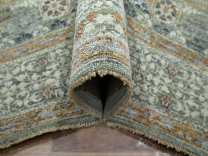 Green 6'1" x 9'1" Mamluk Hand knotted Wool Rug - Sku: O076803