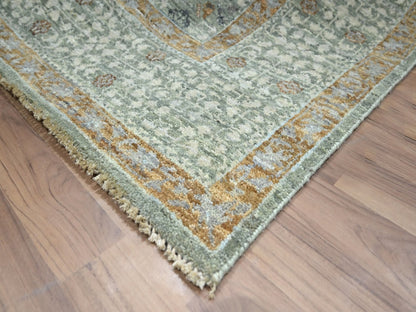 Green 6'1" x 9'1" Mamluk Hand knotted Wool Rug - Sku: O076803