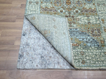 Green 2'7" x 6'3" Mamluk Hand knotted Wool Rug - Sku: O076809