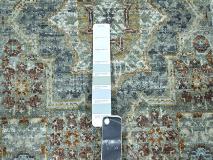 Green 2'7" x 6'3" Mamluk Hand knotted Wool Rug - Sku: O076809