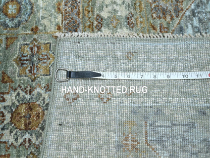 Green 2'7" x 6'3" Mamluk Hand knotted Wool Rug - Sku: O076809