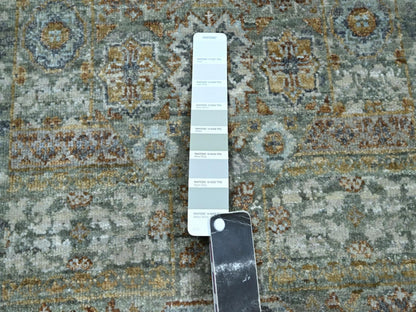 Green 2'8" x 8'1" Mamluk Hand knotted Wool Rug - Sku: O076811