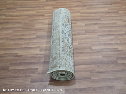 Green 2'8" x 8'1" Mamluk Hand knotted Wool Rug - Sku: O076811