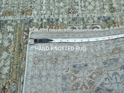 Green 2'8" x 8'1" Mamluk Hand knotted Wool Rug - Sku: O076811