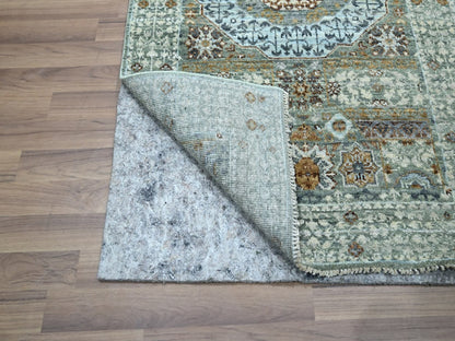 Green 2'8" x 10'4" Mamluk Hand knotted Wool Rug - Sku: O076813