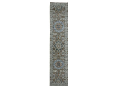 Green 2'7" x 12'1" Mamluk Hand knotted Wool Rug - Sku: O076814