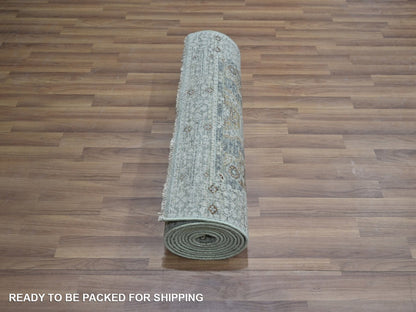 Green 2'7" x 12'1" Mamluk Hand knotted Wool Rug - Sku: O076814