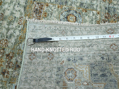 Green 2'7" x 12'1" Mamluk Hand knotted Wool Rug - Sku: O076814