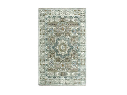 Green 3'0" x 5'1" Mamluk Hand knotted Wool Rug - Sku: O076822