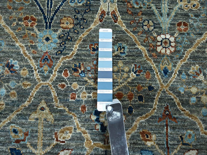 Green 2'8" x 6'0" Oushak And Peshawar Hand knotted Wool Rug - Sku: O076828