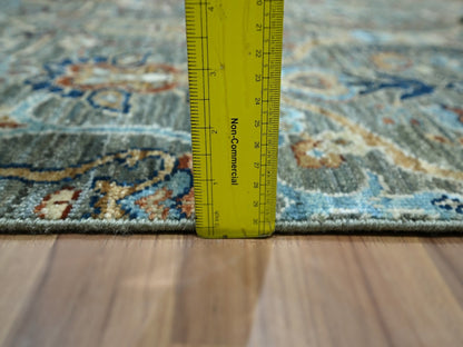 Green 2'8" x 6'0" Oushak And Peshawar Hand knotted Wool Rug - Sku: O076828
