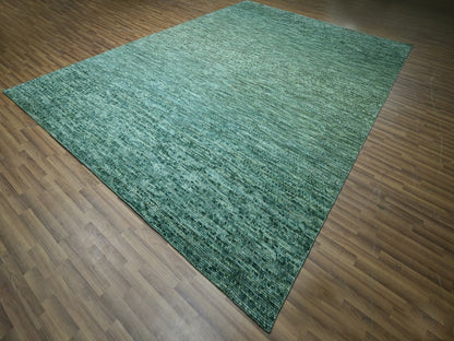 Green 10'4" x 14'2" Modern and Contemporary Hand knotted Wool Rug - Sku: O076842