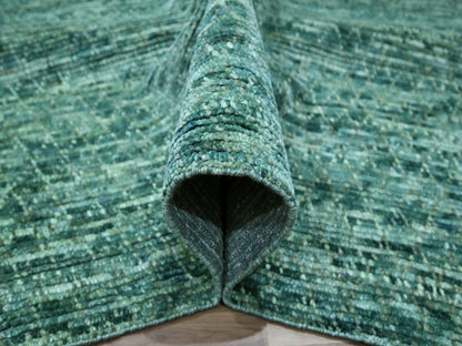 Green 10'4" x 14'2" Modern and Contemporary Hand knotted Wool Rug - Sku: O076842