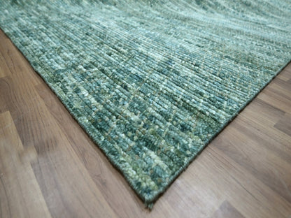 Green 12'1" x 15'2" Modern and Contemporary Hand knotted Wool Rug - Sku: O076844