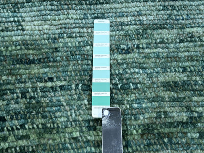 Green 12'1" x 15'2" Modern and Contemporary Hand knotted Wool Rug - Sku: O076844