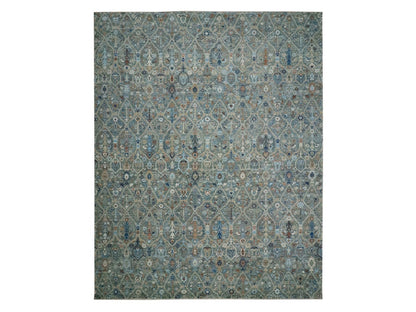 Green 12'2" x 15'3" Oushak And Peshawar Hand knotted Wool Rug - Sku: O076846