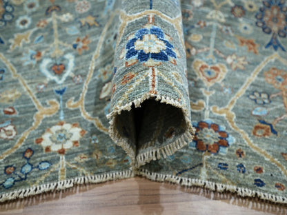 Green 12'2" x 15'3" Oushak And Peshawar Hand knotted Wool Rug - Sku: O076846