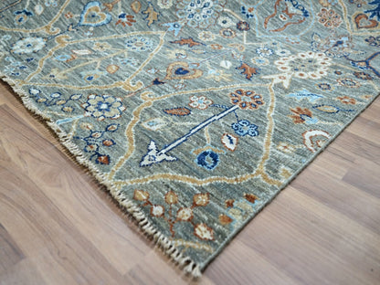Green 12'2" x 15'3" Oushak And Peshawar Hand knotted Wool Rug - Sku: O076846