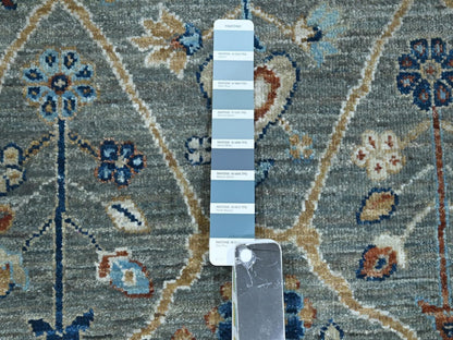 Green 12'2" x 15'3" Oushak And Peshawar Hand knotted Wool Rug - Sku: O076846