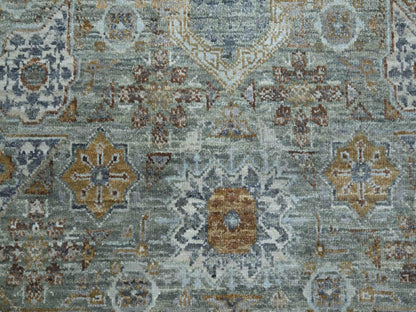 Green 12'0" x 14'10" Mamluk Hand knotted Wool Rug - Sku: O076847