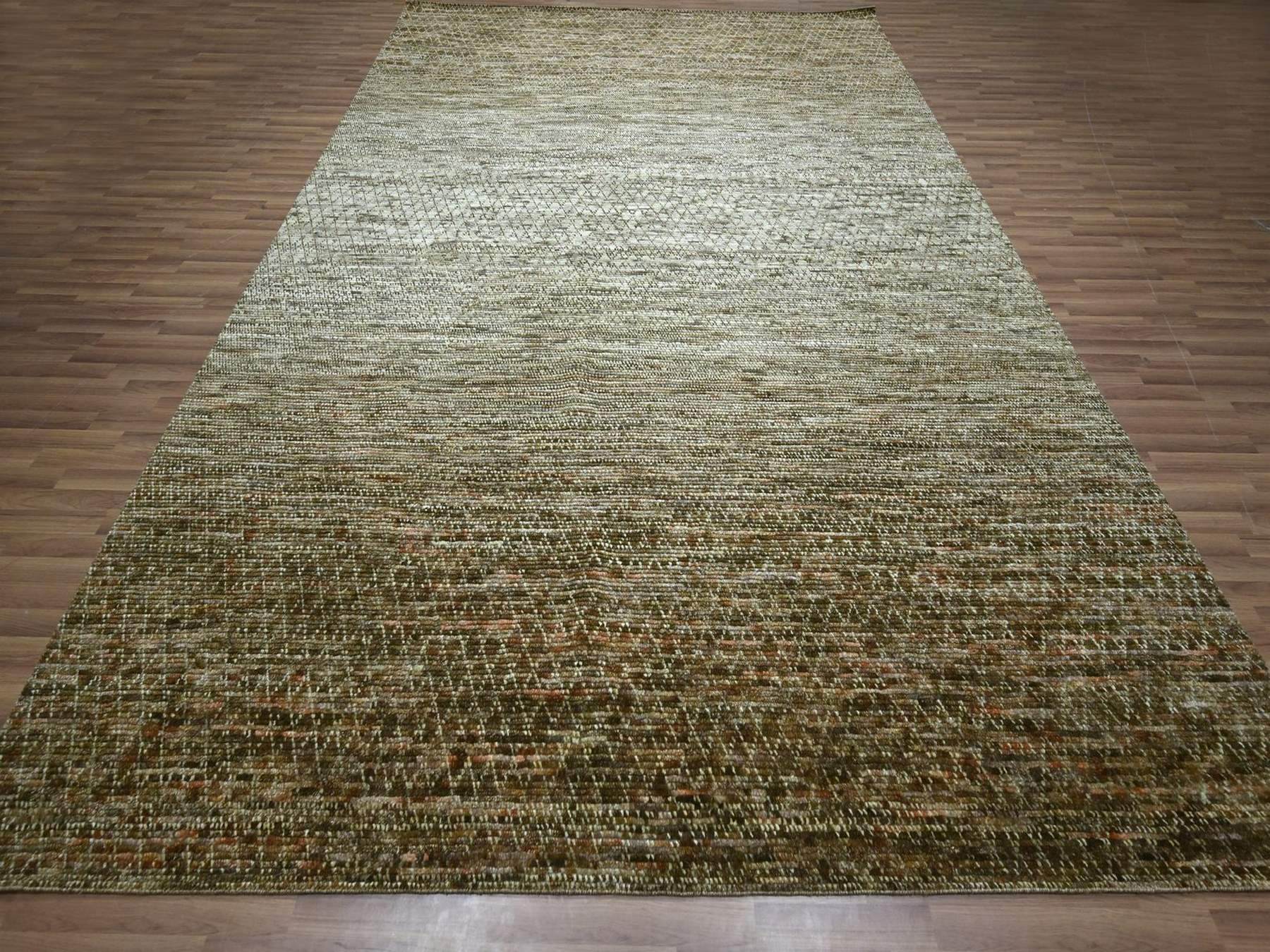 Brown 10'4" x 14'0" Modern and Contemporary Hand knotted Wool Rug - Sku: O076849