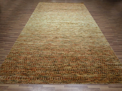 Brown 10'4" x 13'11" Modern and Contemporary Hand knotted Wool Rug - Sku: O076850