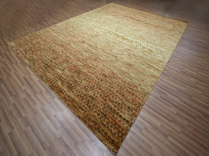 Brown 10'4" x 13'11" Modern and Contemporary Hand knotted Wool Rug - Sku: O076850