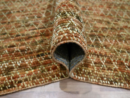 Brown 10'4" x 13'11" Modern and Contemporary Hand knotted Wool Rug - Sku: O076850
