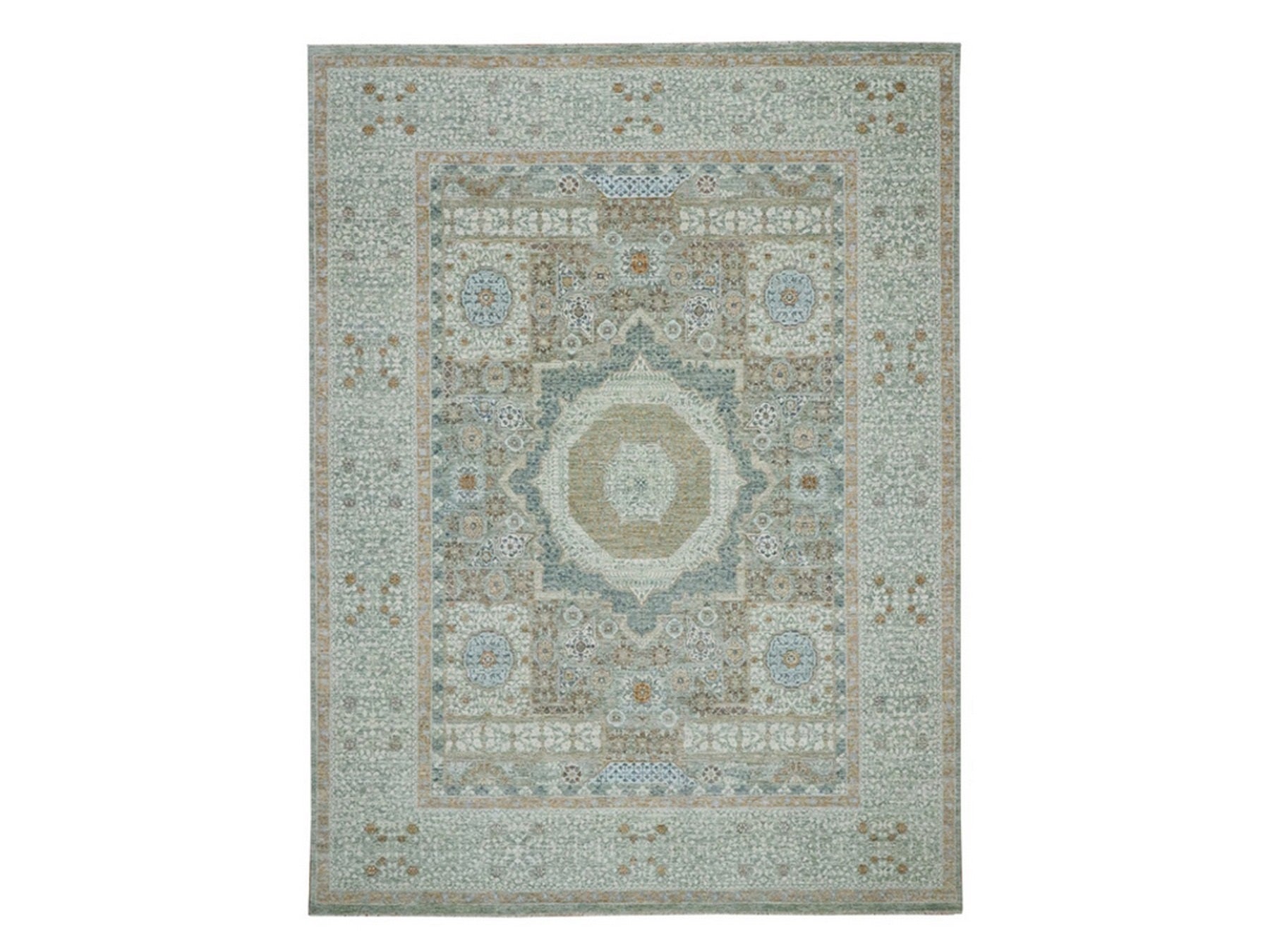 Green 9'0" x 12'0" Mamluk Hand knotted Wool Rug - Sku: O076851