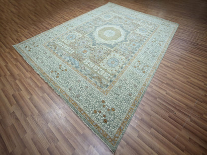 Green 9'0" x 12'0" Mamluk Hand knotted Wool Rug - Sku: O076851