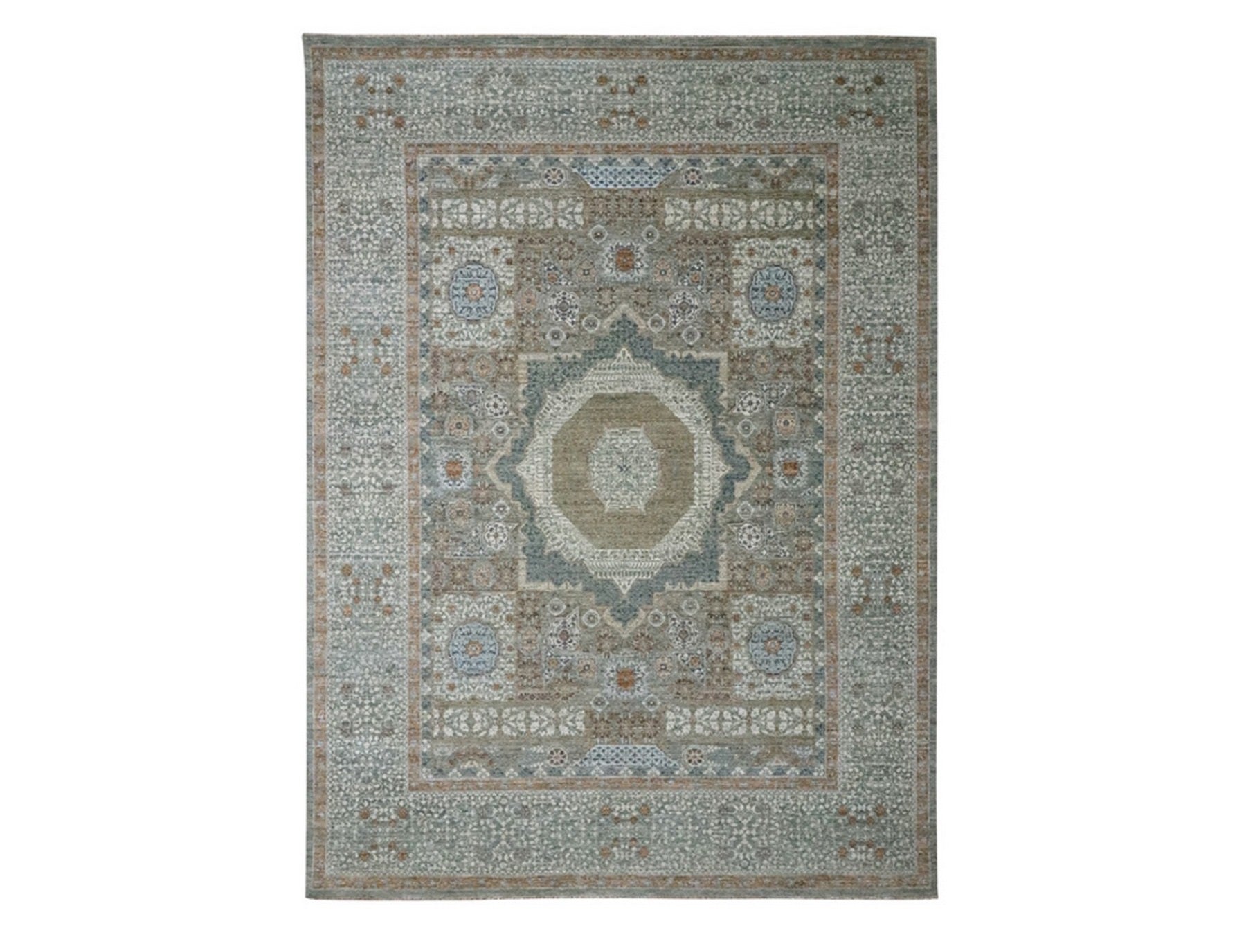 Green 8'11" x 12'2" Mamluk Hand knotted Wool Rug - Sku: O076853