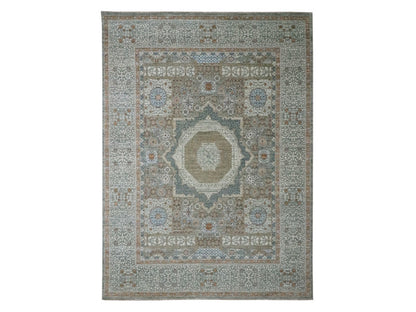Green 8'11" x 12'2" Mamluk Hand knotted Wool Rug - Sku: O076853