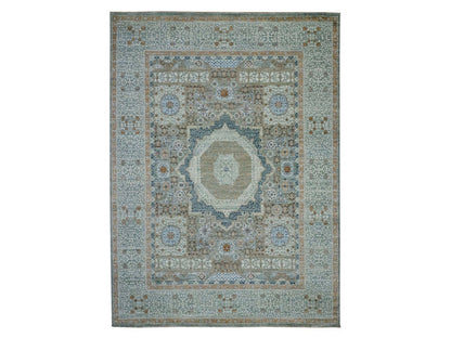 Green 8'10" x 12'3" Mamluk Hand knotted Wool Rug - Sku: O076854