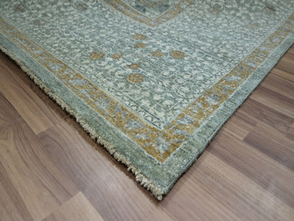 Green 8'10" x 12'3" Mamluk Hand knotted Wool Rug - Sku: O076854